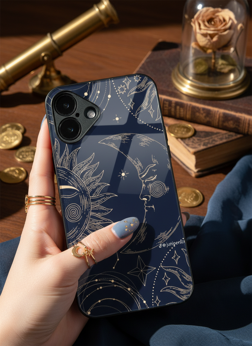 Celestial Dreams Premium Glass Back Cover For iPhone 11-17 Models