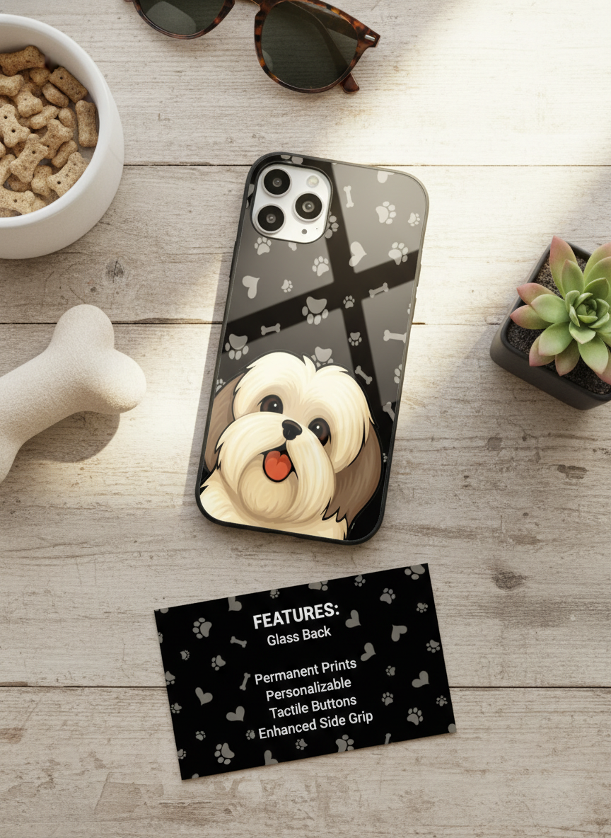 Fluffy Love Premium Glass Back Cover For iPhone 11-17 Models