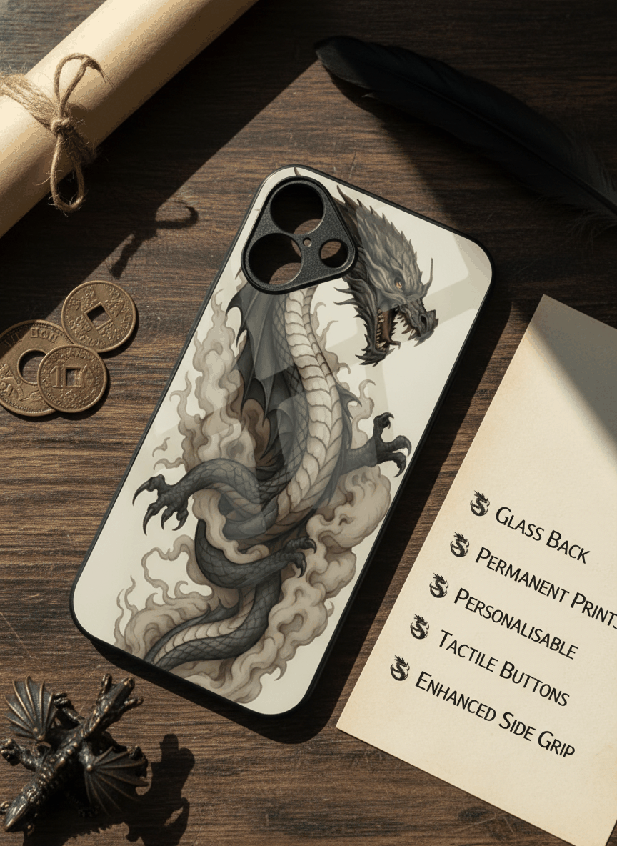 Dragon Premium Glass Back Cover For iPhone 14-17 Models The Case & Co India