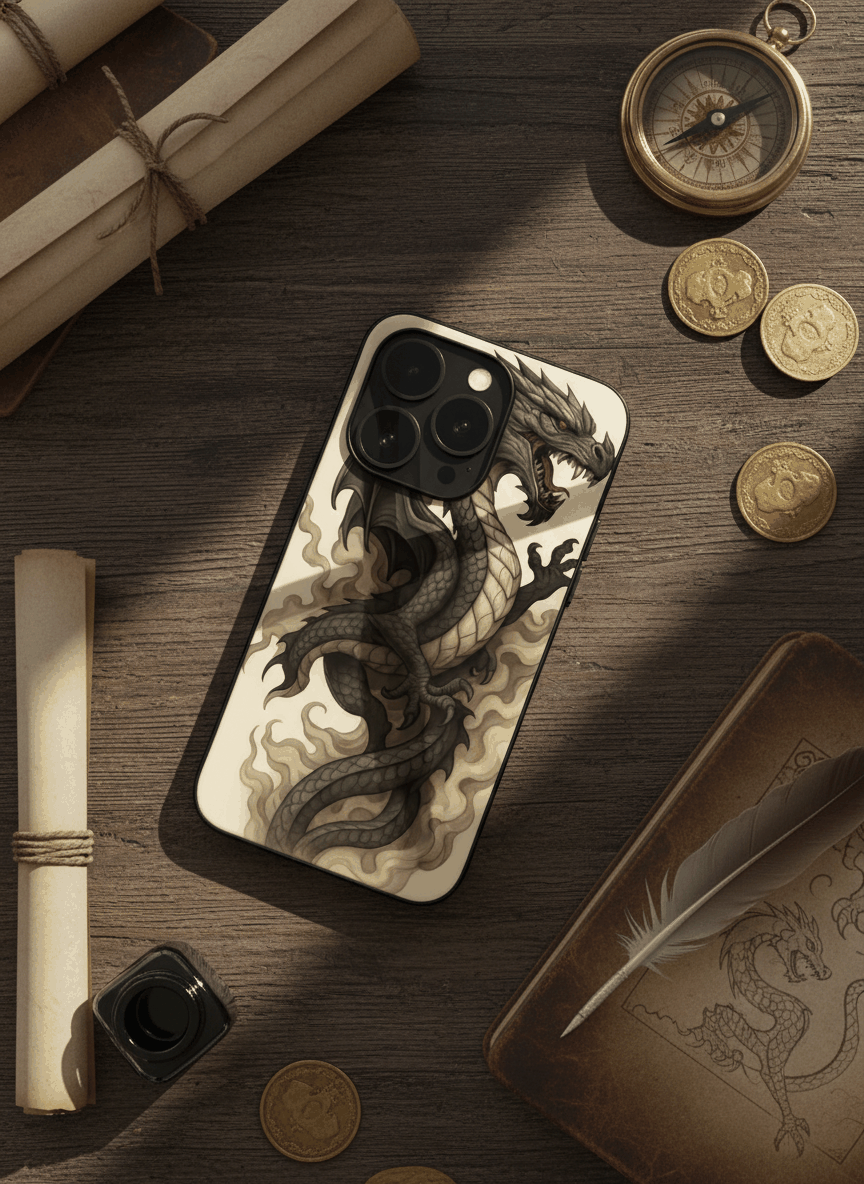 Dragon Premium Glass Back Cover For iPhone 14-17 Models The Case & Co India