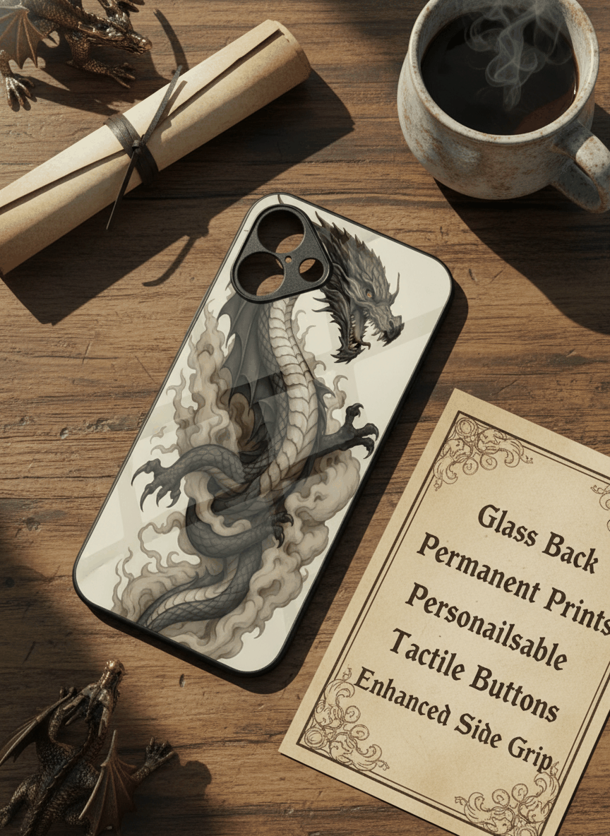 Dragon Premium Glass Back Cover For iPhone 14-17 Models The Case & Co India