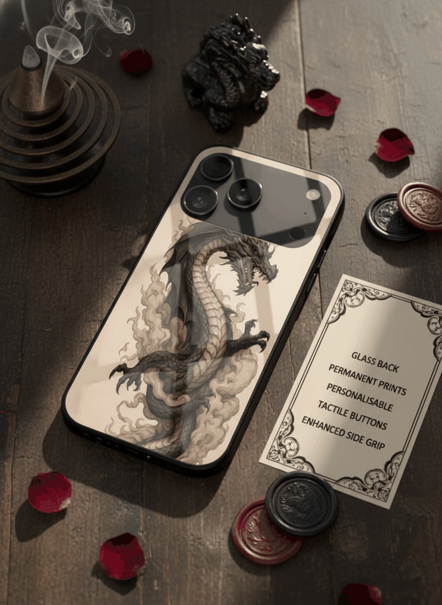 Dragon Premium Glass Back Cover For iPhone 14-17 Models The Case & Co India