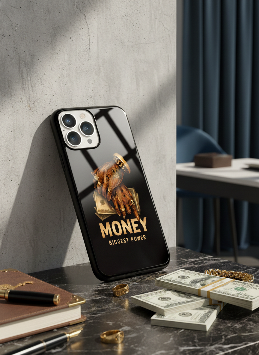 Cash Command Premium Glass Back Cover For iPhone 11-17 Models
