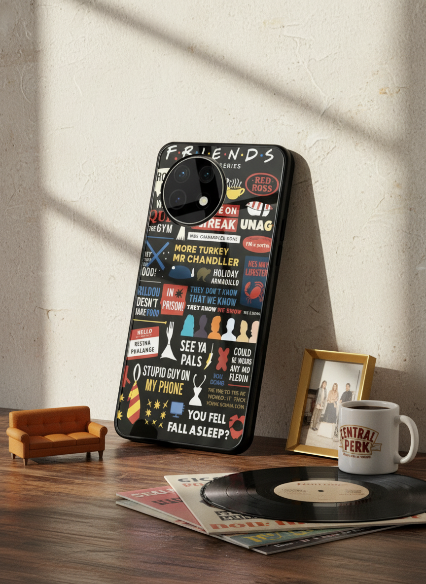 F.R.I.E.N.D.S Premium Glass Back Cover For One Plus 13, 12, 11, 10 The Case & Co India
