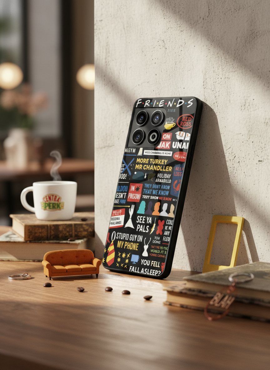 F.R.I.E.N.D.S Premium Glass Back Cover For One Plus 13, 12, 11, 10 The Case & Co India