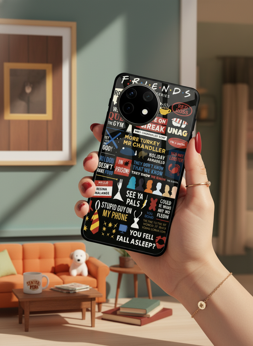 F.R.I.E.N.D.S Premium Glass Back Cover For One Plus 13, 12, 11, 10 The Case & Co India