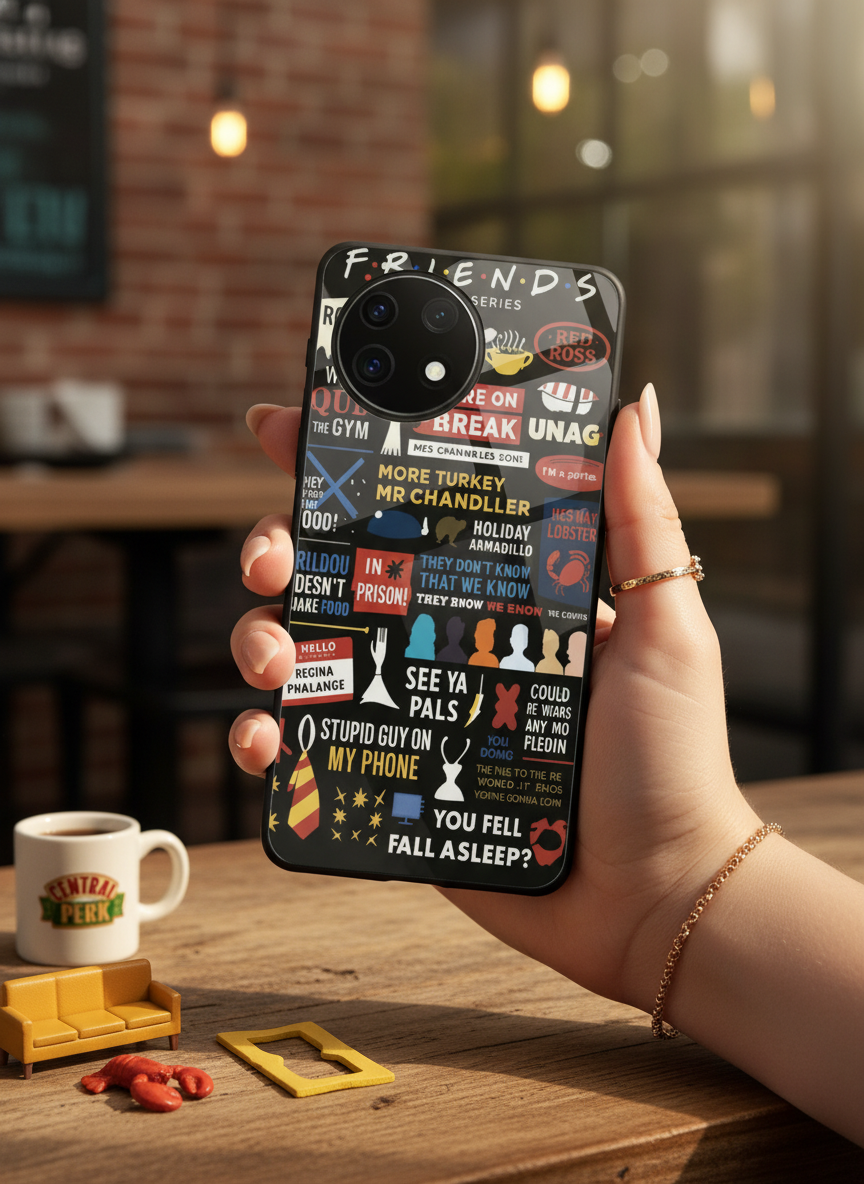F.R.I.E.N.D.S Premium Glass Back Cover For One Plus 13, 12, 11, 10 The Case & Co India