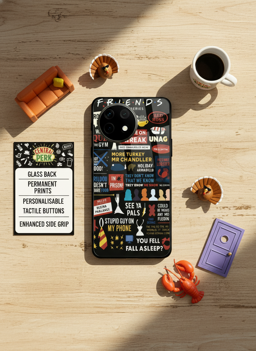 F.R.I.E.N.D.S Premium Glass Back Cover For One Plus 13, 12, 11, 10 The Case & Co India