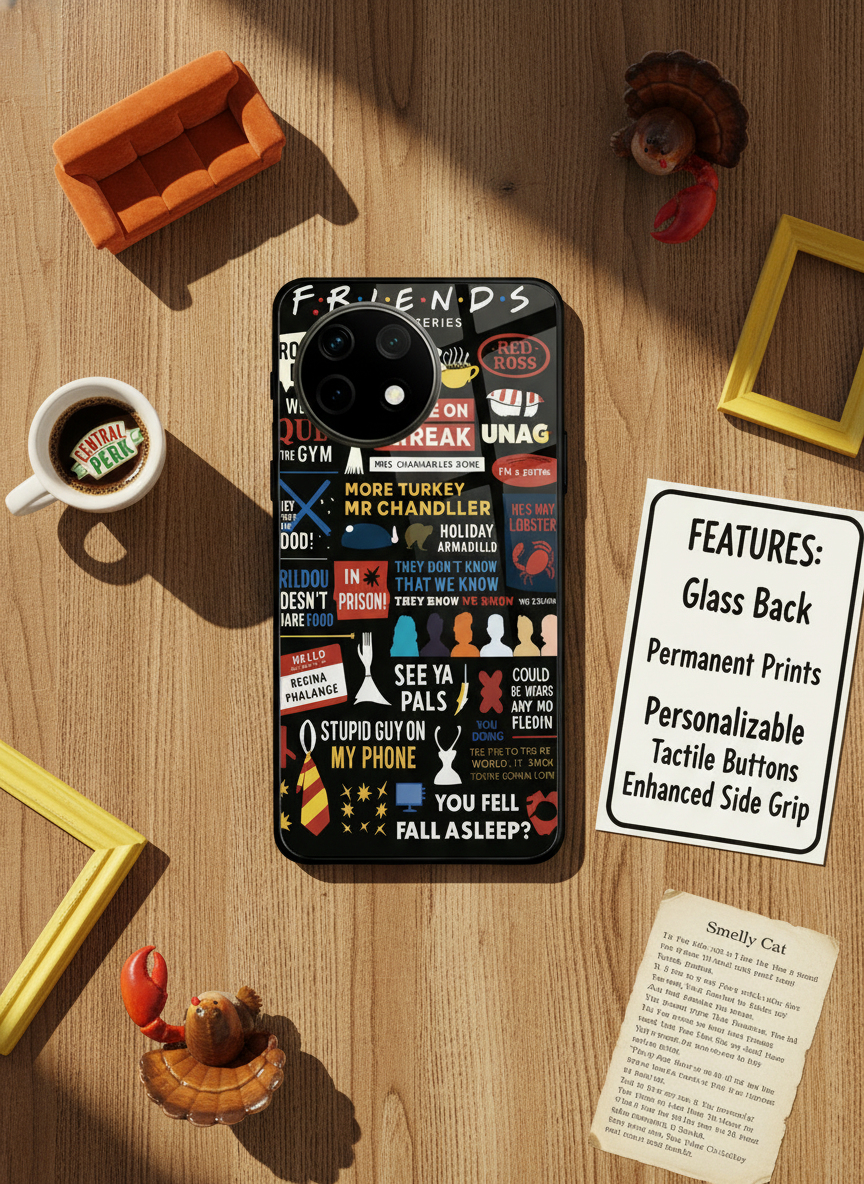 F.R.I.E.N.D.S Premium Glass Back Cover For One Plus 13, 12, 11, 10 The Case & Co India