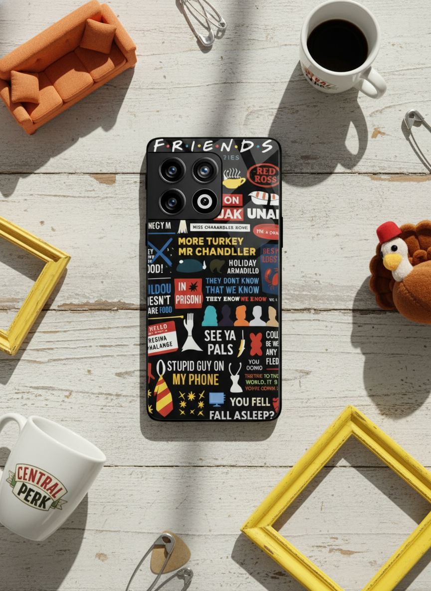 F.R.I.E.N.D.S Premium Glass Back Cover For One Plus 13, 12, 11, 10 The Case & Co India