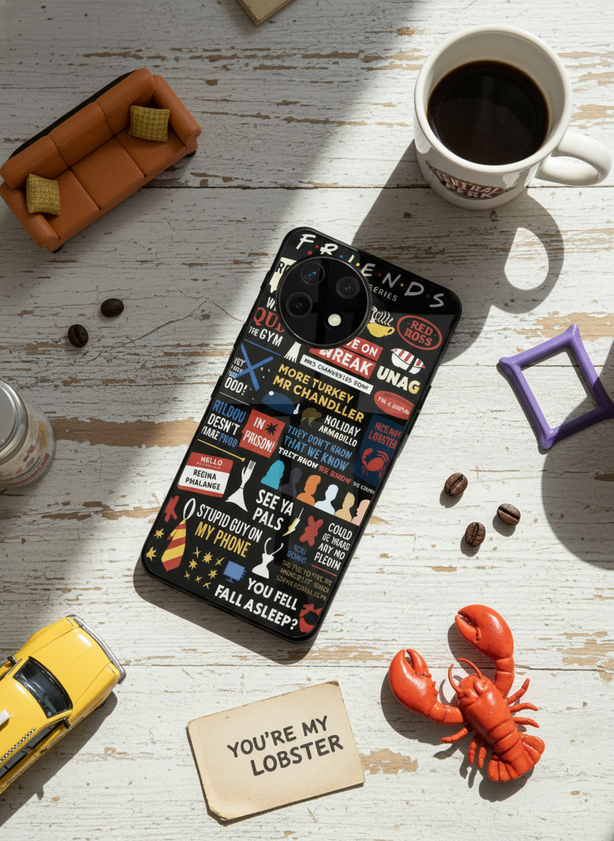 F.R.I.E.N.D.S Premium Glass Back Cover For One Plus 13, 12, 11, 10 The Case & Co India