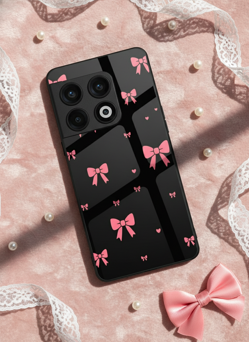 Glam Bow Premium Glass Back Cover For One Plus 13, 12, 11, 10 The Case & Co India