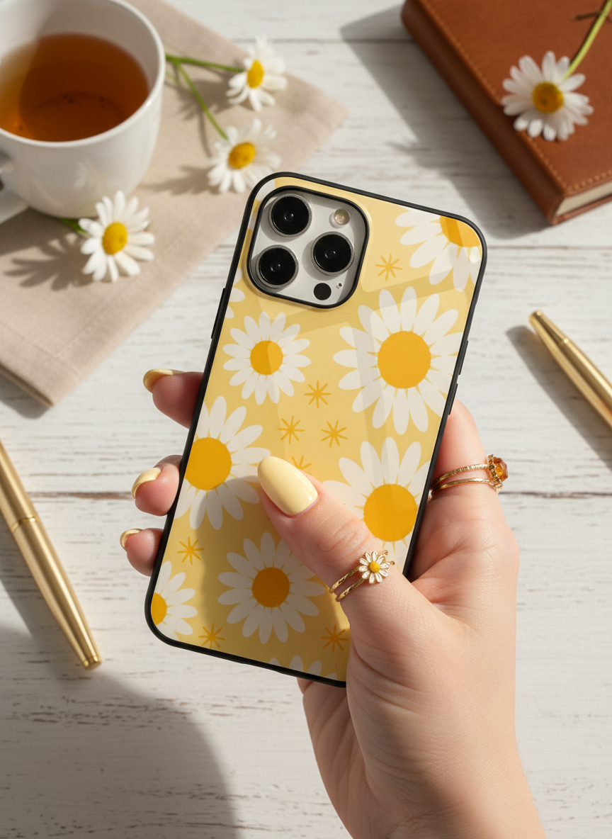 Golden Glow Premium Glass Back Cover For iPhone 14-17 Models The Case & Co India