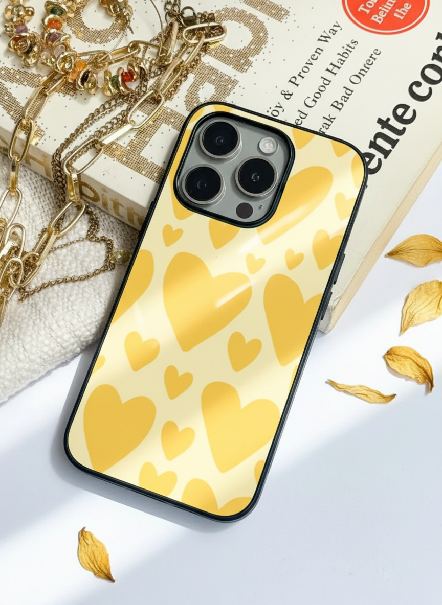 Golden Glow Premium Glass Back Cover For iPhone 14-17 Models The Case & Co India