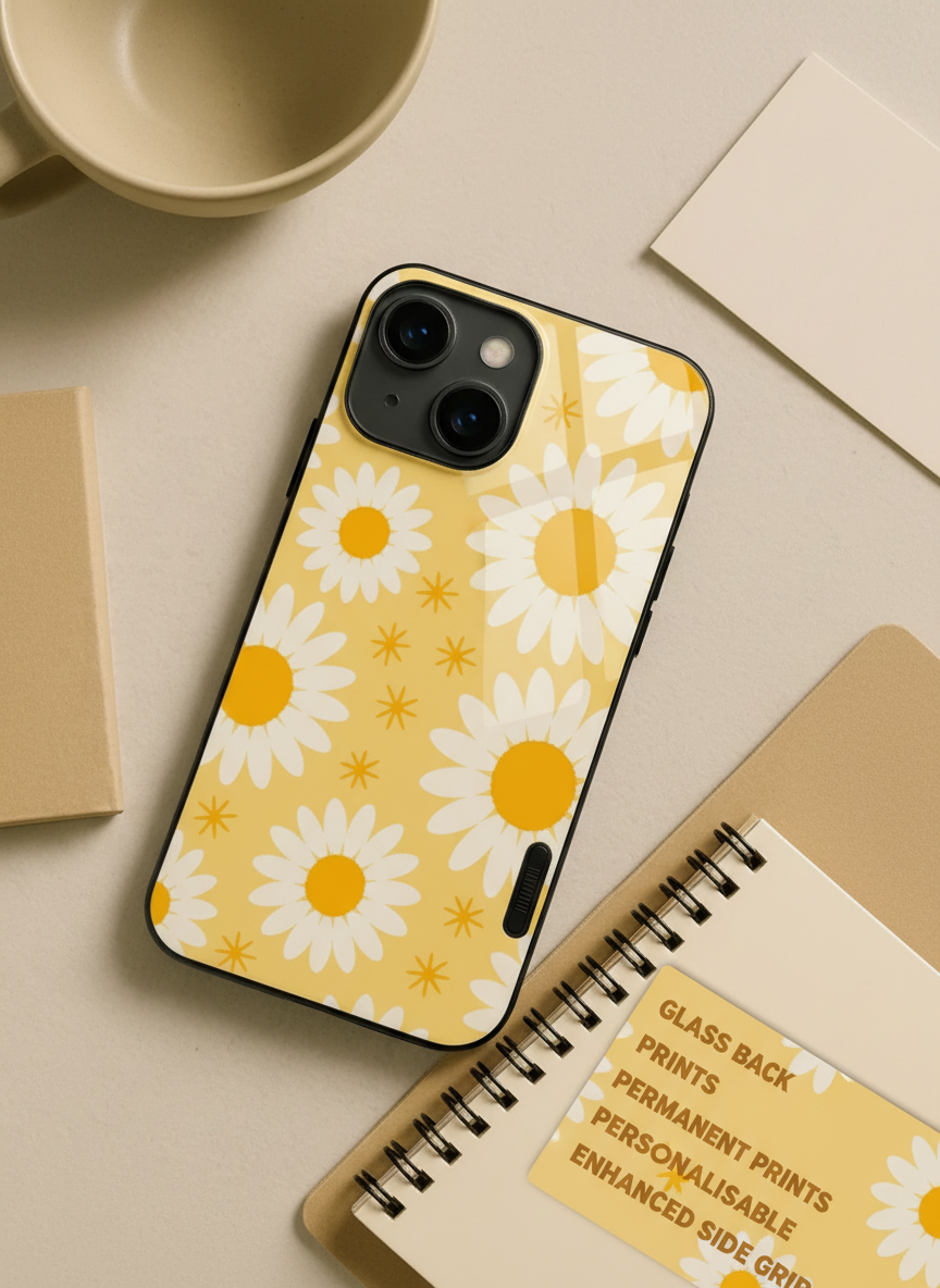 Golden Glow Premium Glass Back Cover For iPhone 14-17 Models The Case & Co India