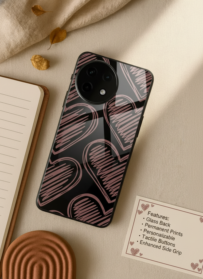 Heartline Glass Back Cover For One Plus 13, 12, 11, 10 The Case & Co India