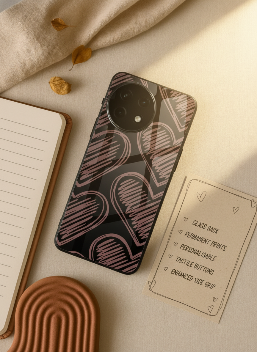 Heartline Glass Back Cover For One Plus 13, 12, 11, 10 The Case & Co India