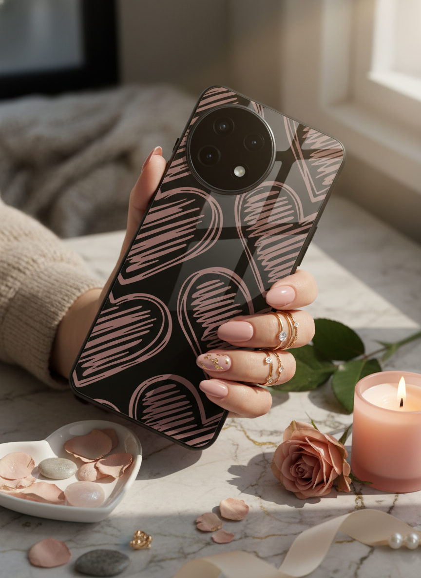 Heartline Glass Back Cover For One Plus 13, 12, 11, 10 The Case & Co India