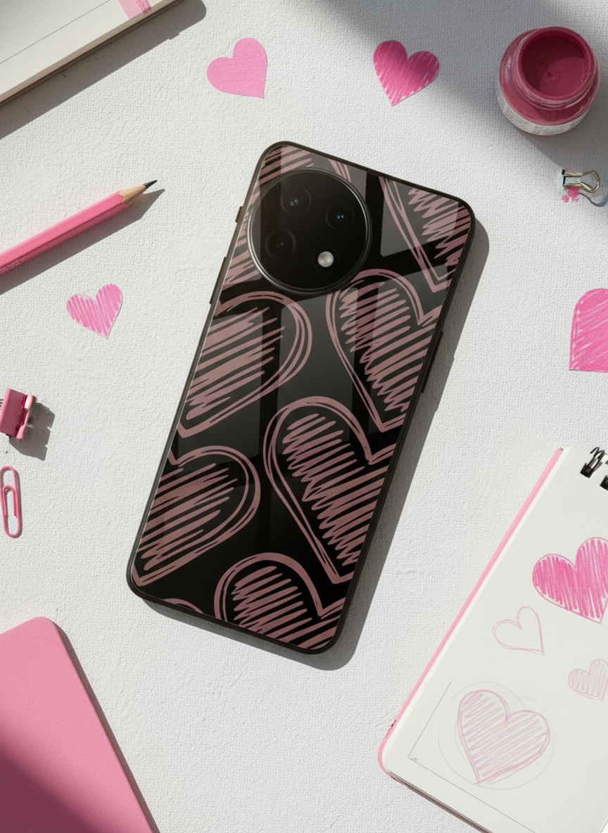 Heartline Glass Back Cover For One Plus 13, 12, 11, 10 The Case & Co India