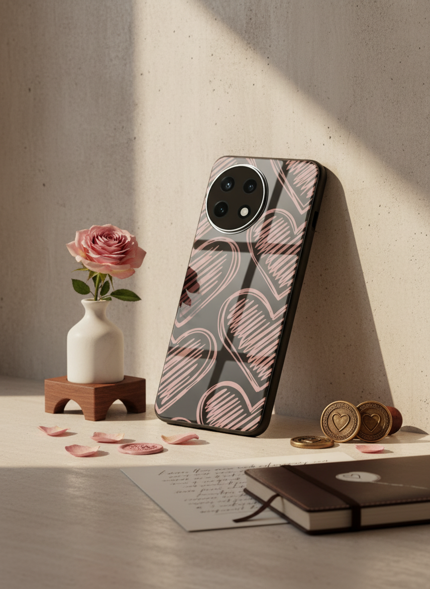Heartline Glass Back Cover For One Plus 13, 12, 11, 10 The Case & Co India