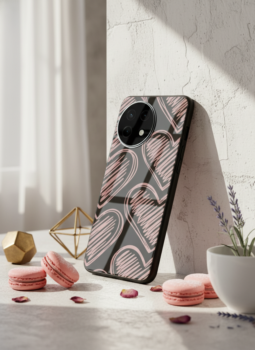 Heartline Glass Back Cover For One Plus 13, 12, 11, 10 The Case & Co India
