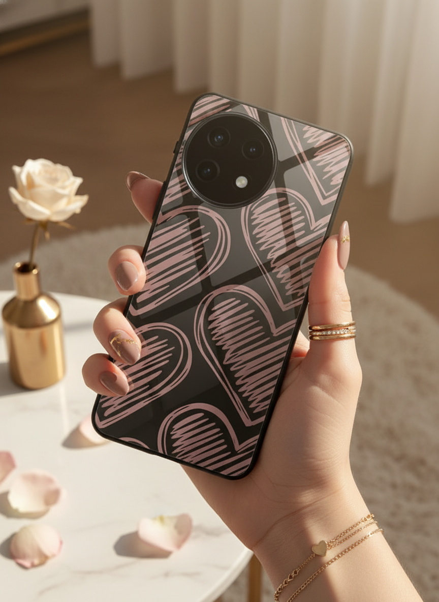 Heartline Glass Back Cover For One Plus 13, 12, 11, 10 The Case & Co India