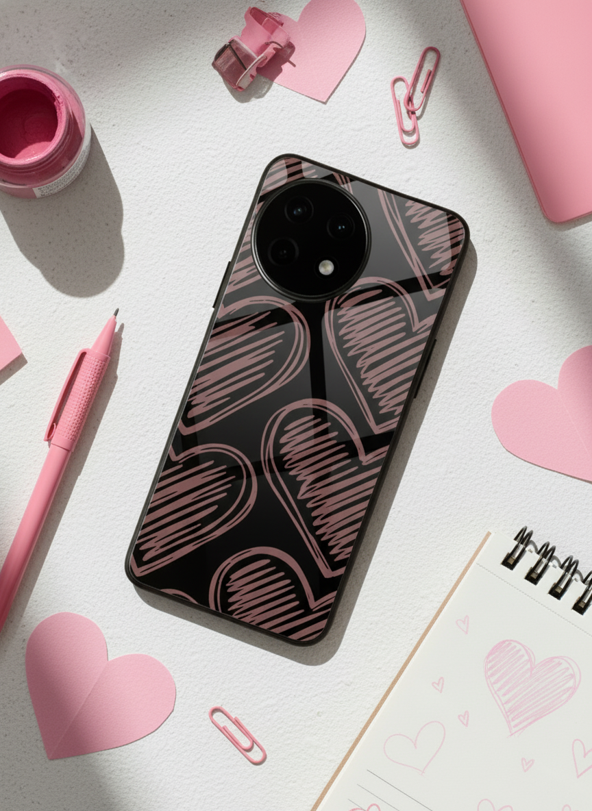 Heartline Glass Back Cover For One Plus 13, 12, 11, 10 The Case & Co India