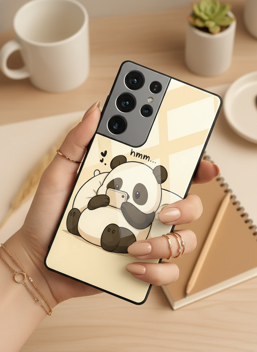 Hmm Panda Premium Glass Back Cover For Galaxy S Series The Case & Co India