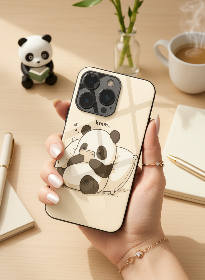 Hmm Panda Premium Glass Back Cover For iPhone 14-17 Models The Case & Co India