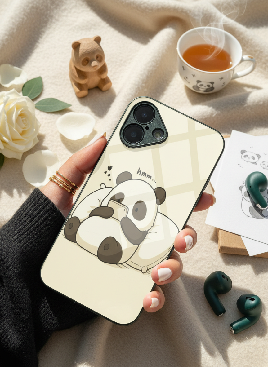 Hmm Panda Premium Glass Back Cover For iPhone 14-17 Models The Case & Co India