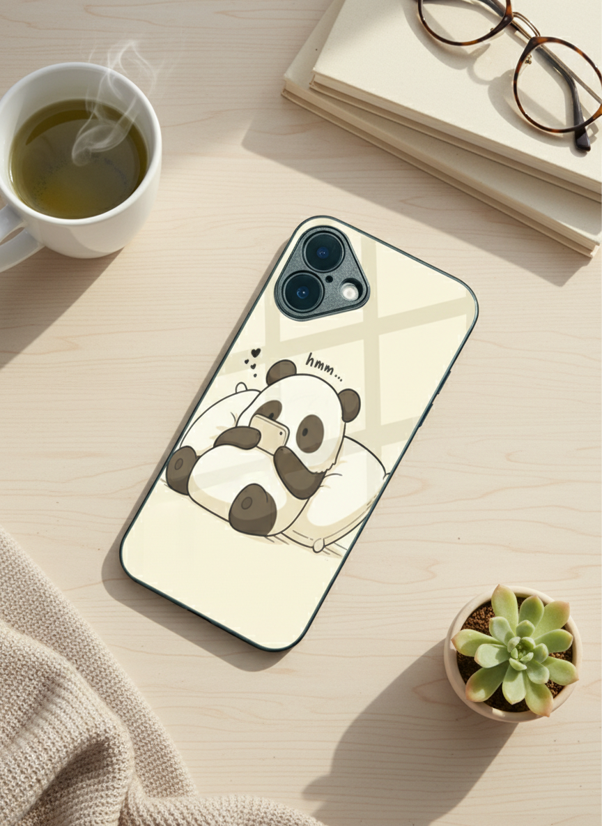 Hmm Panda Premium Glass Back Cover For iPhone 14-17 Models The Case & Co India