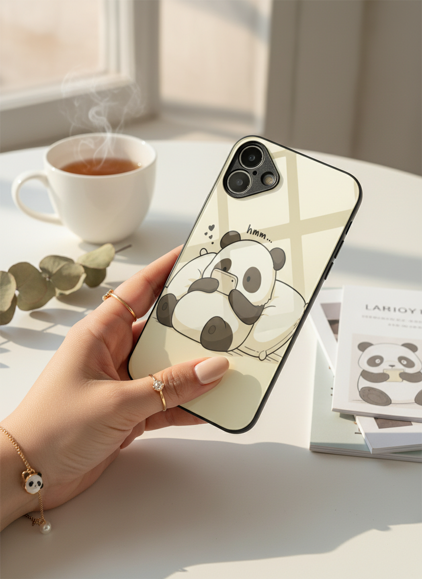 Hmm Panda Premium Glass Back Cover For iPhone 14-17 Models The Case & Co India