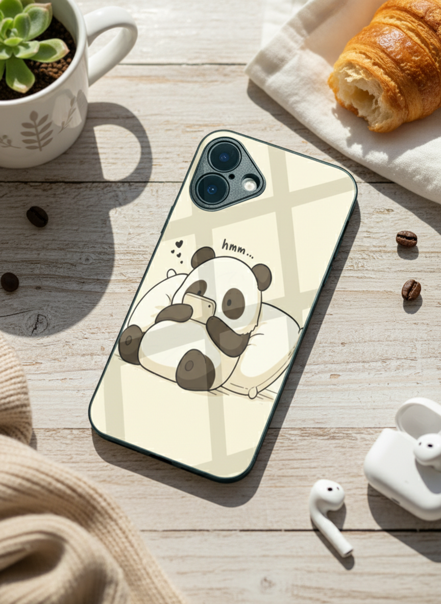 Hmm Panda Premium Glass Back Cover For iPhone 14-17 Models The Case & Co India