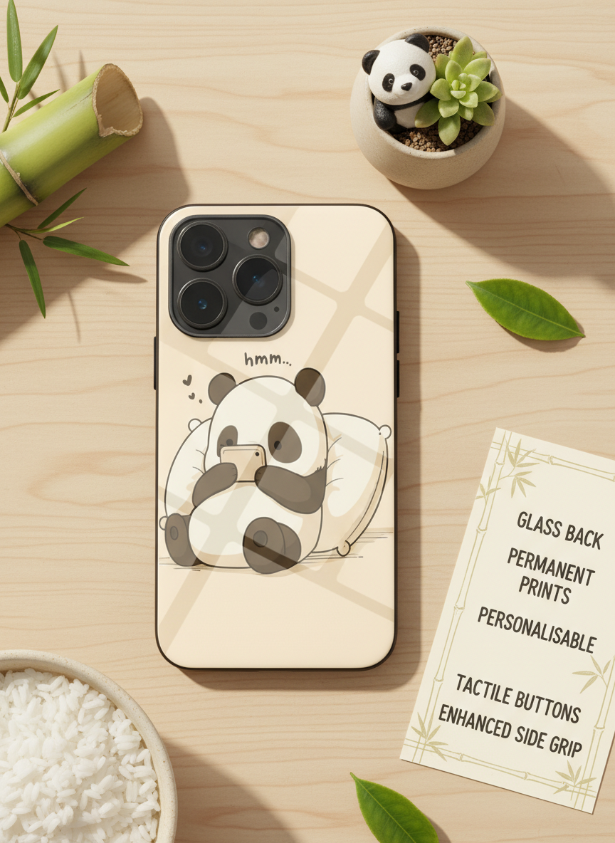 Hmm Panda Premium Glass Back Cover For iPhone 14-17 Models The Case & Co India