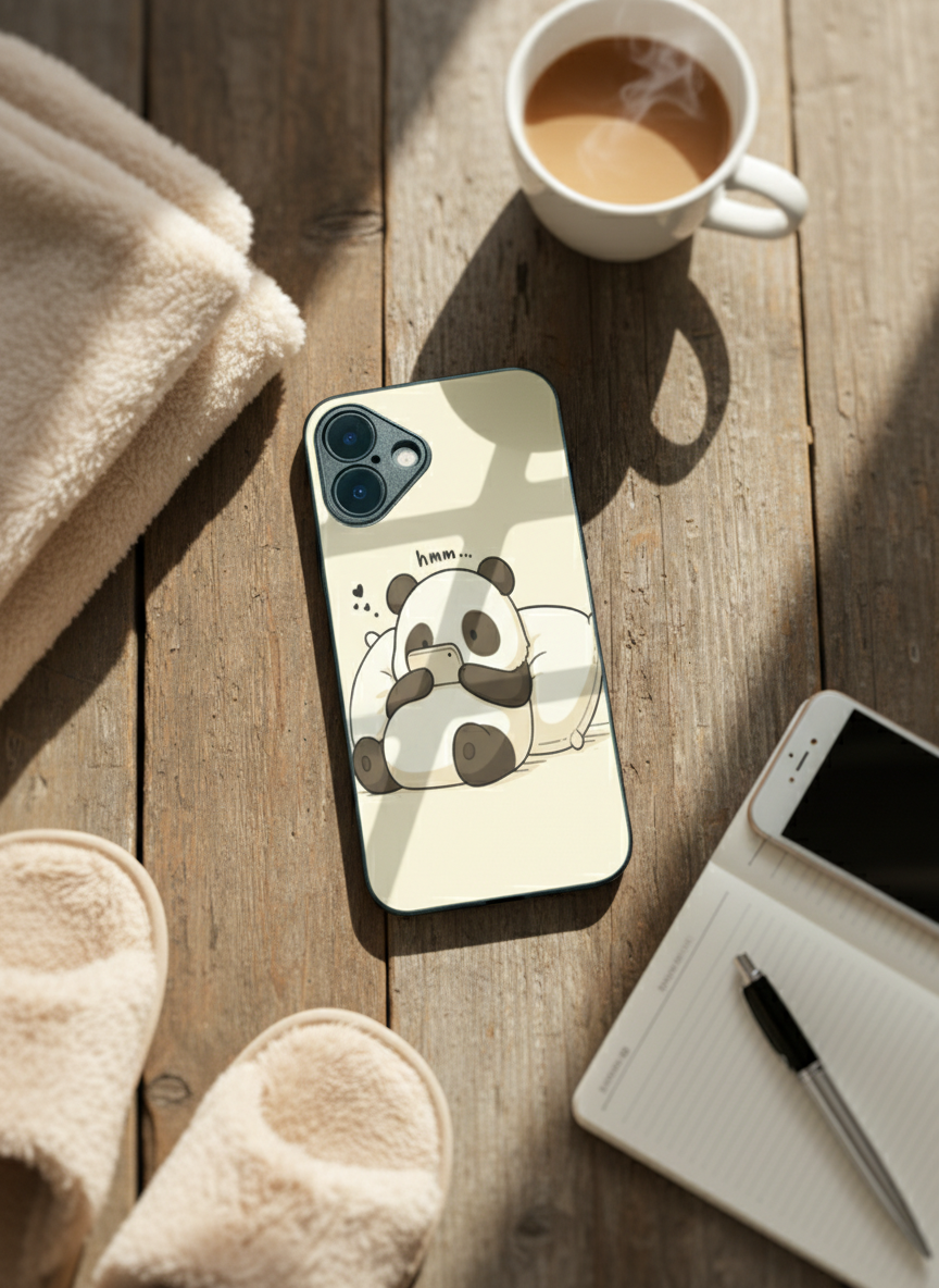 Hmm Panda Premium Glass Back Cover For iPhone 14-17 Models The Case & Co India