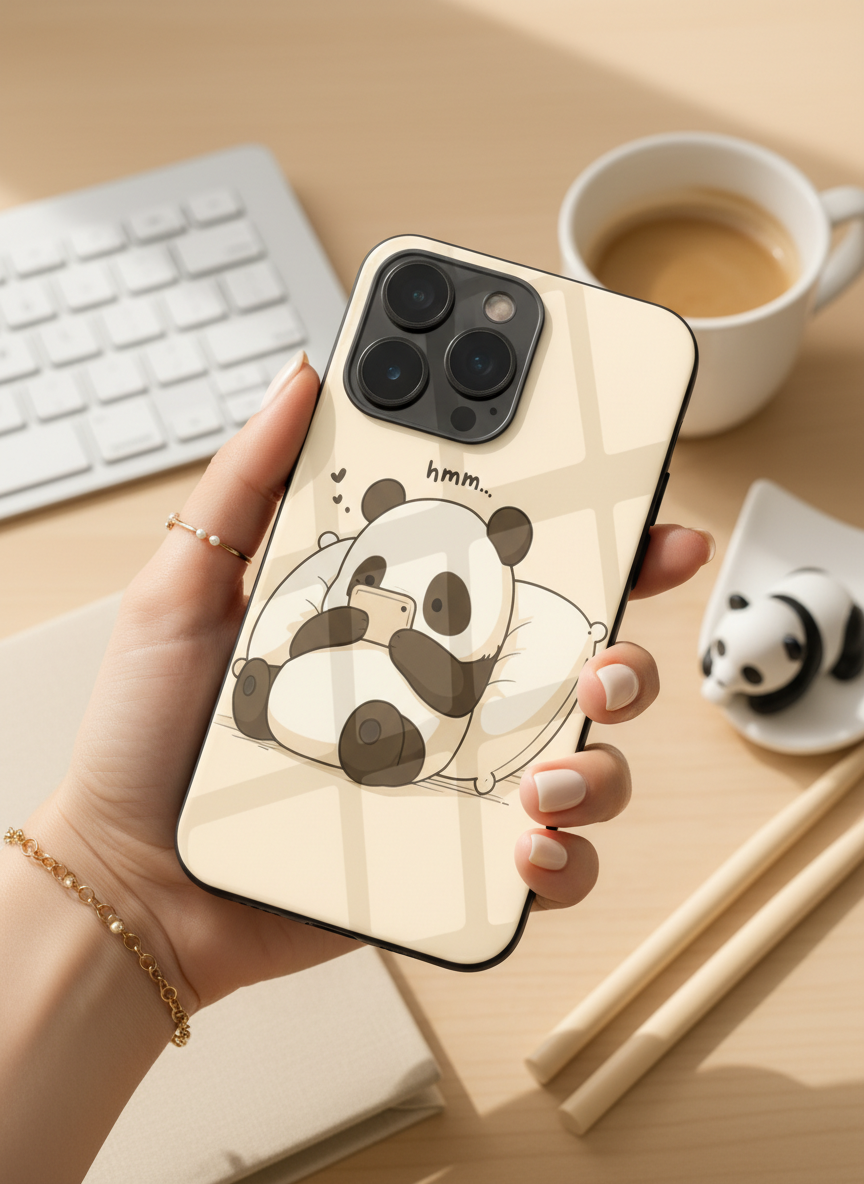 Hmm Panda Premium Glass Back Cover For iPhone 14-17 Models The Case & Co India