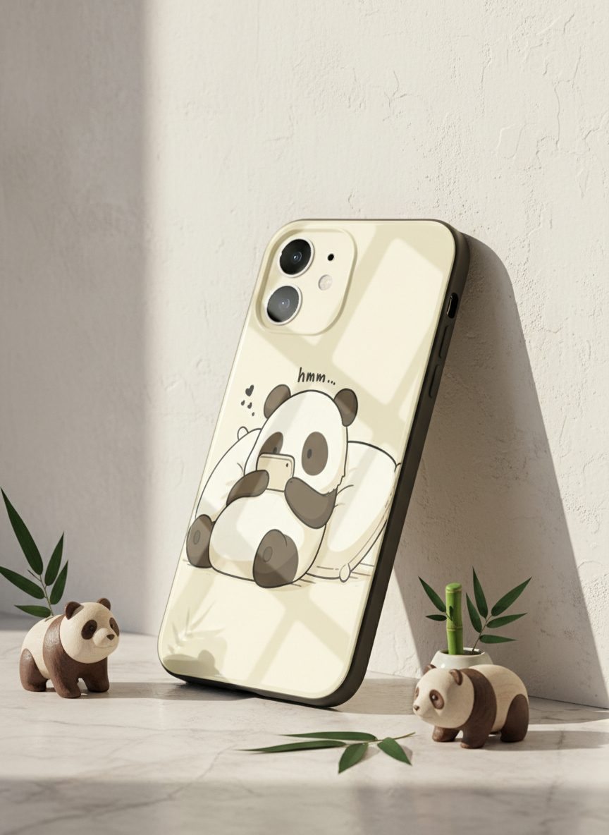 Hmm Panda Premium Glass Back Cover For iPhone 14-17 Models The Case & Co India