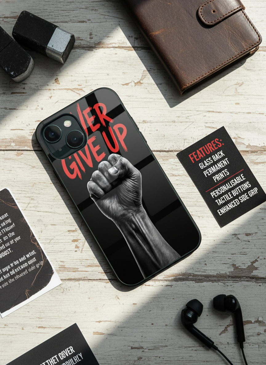 Iron Will Premium Glass Back Cover For iPhone 14-17 Models The Case & Co India