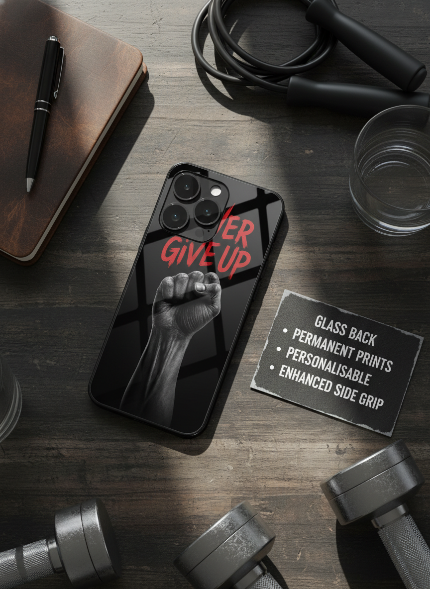 Iron Will Premium Glass Back Cover For iPhone 14-17 Models The Case & Co India