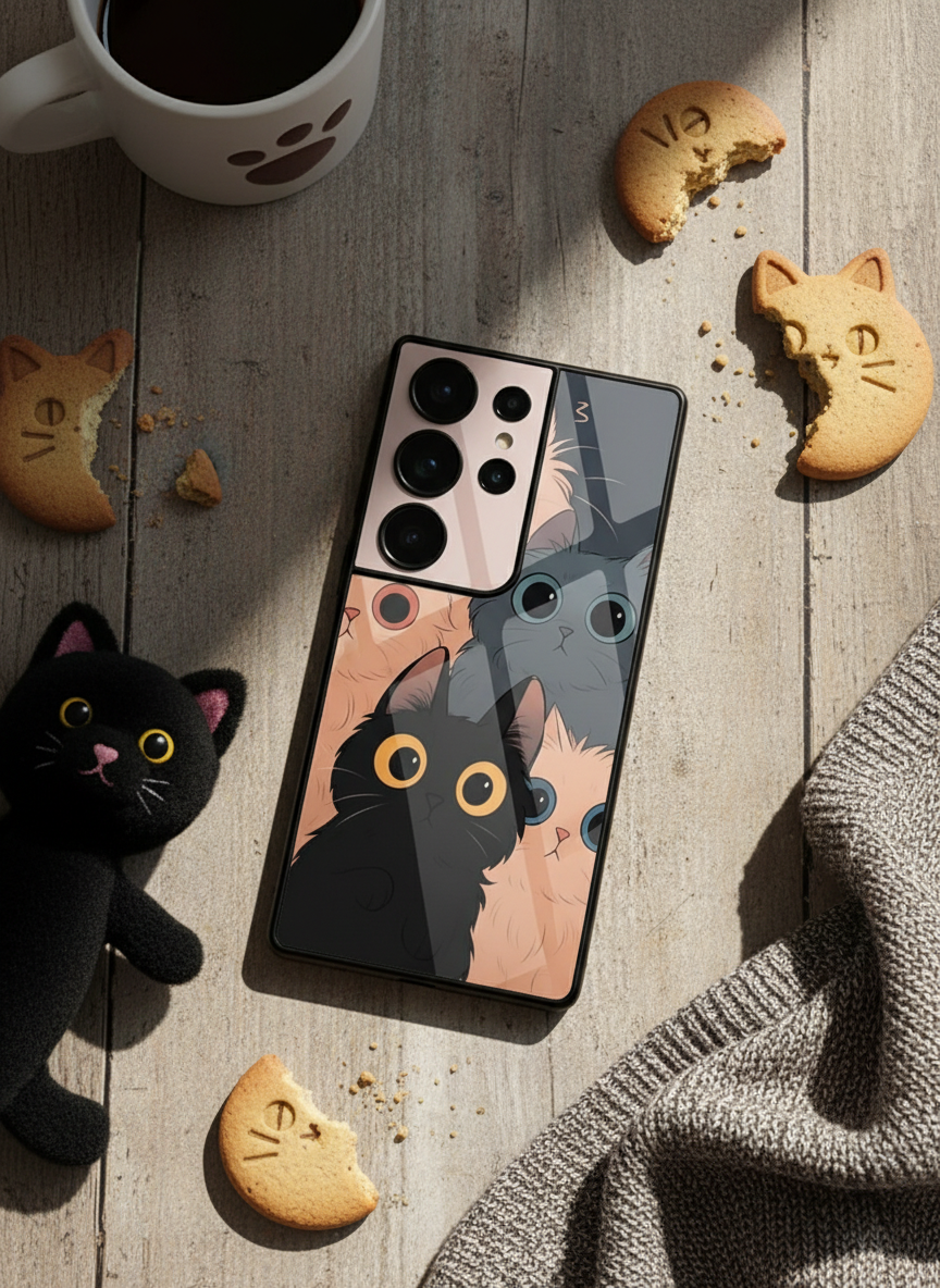 Kitty Mania  Premium Glass Back Cover For Galaxy S Series The Case & Co India