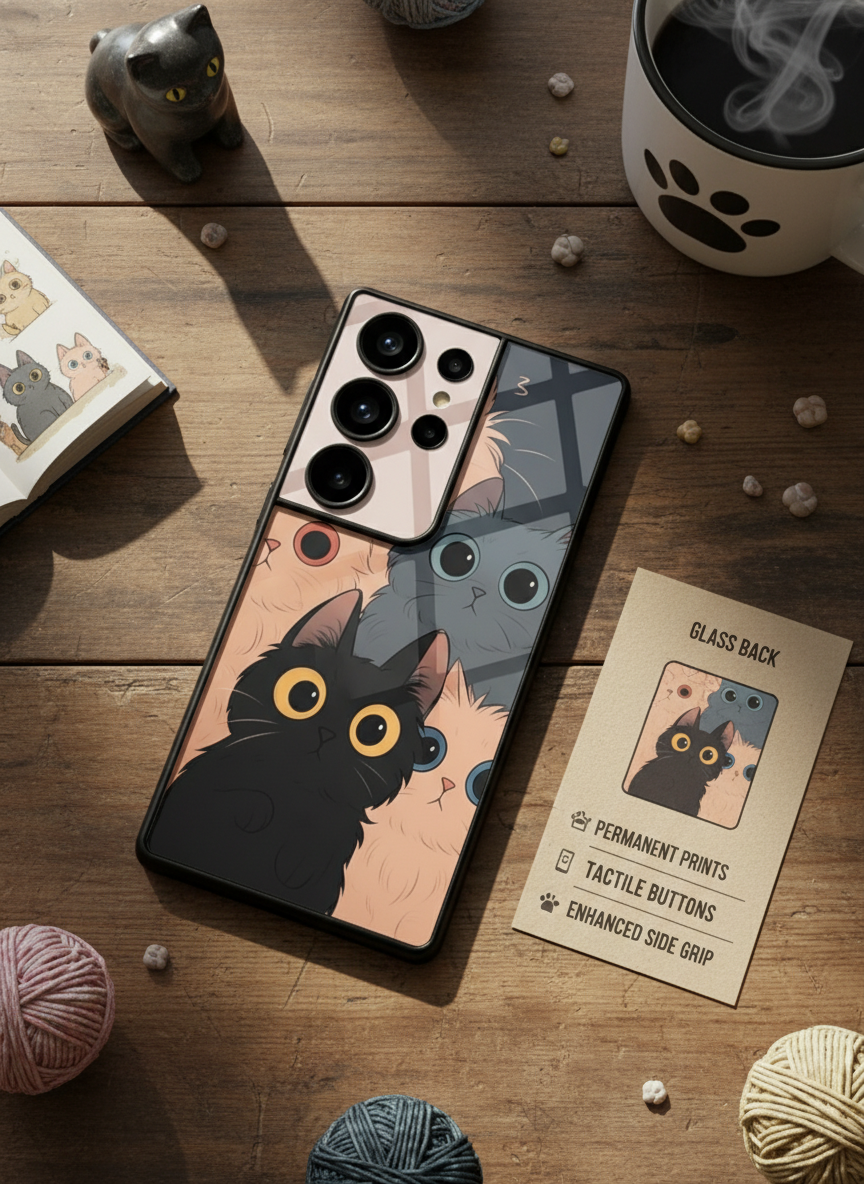Kitty Mania  Premium Glass Back Cover For Galaxy S Series The Case & Co India