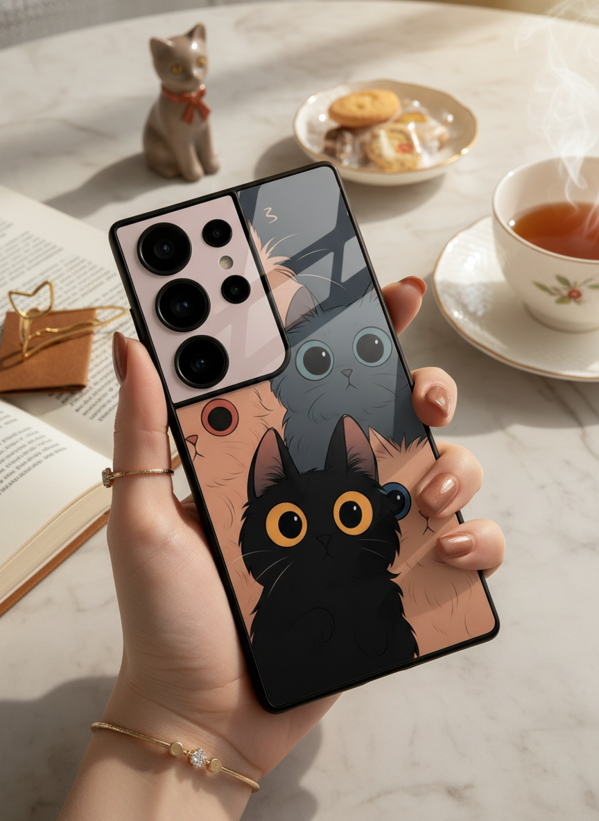 Kitty Mania  Premium Glass Back Cover For Galaxy S Series The Case & Co India