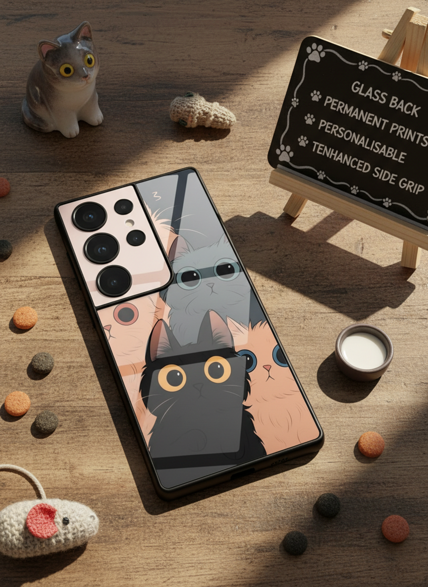 Kitty Mania  Premium Glass Back Cover For Galaxy S Series The Case & Co India