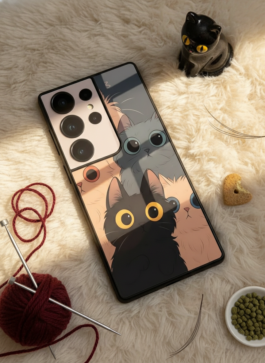 Kitty Mania  Premium Glass Back Cover For Galaxy S Series The Case & Co India