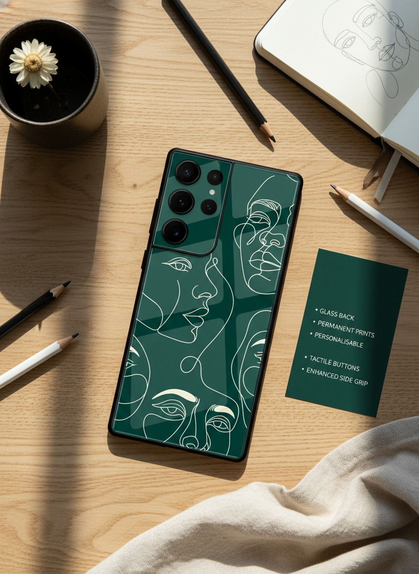 Line Art Lady Premium Glass Back Cover For Galaxy S Series The Case & Co India