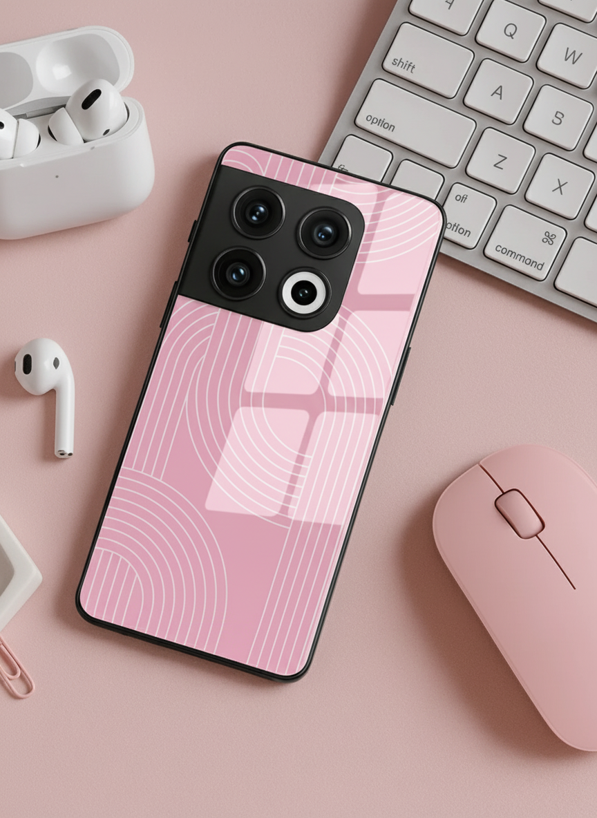 Linear Blush Glass Back Cover For One Plus 13, 12, 11, 10 The Case & Co India