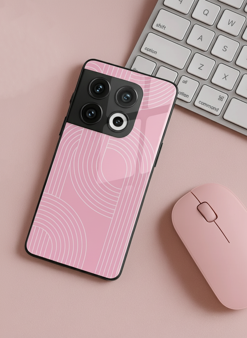 Linear Blush Glass Back Cover For One Plus 13, 12, 11, 10 The Case & Co India