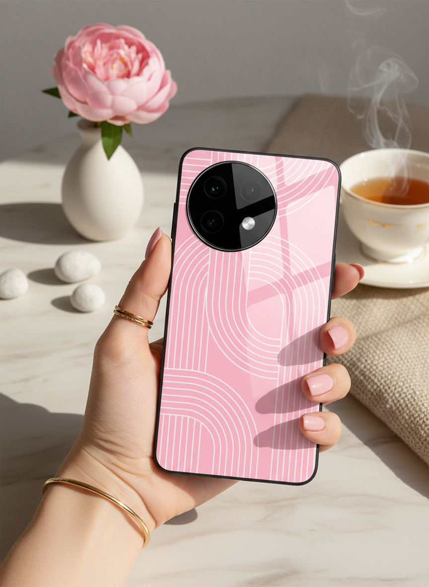 Linear Blush Glass Back Cover For One Plus 13, 12, 11, 10 The Case & Co India