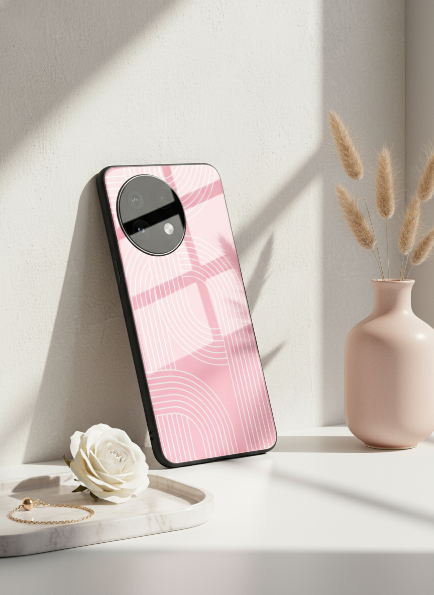Linear Blush Glass Back Cover For One Plus 13, 12, 11, 10 The Case & Co India