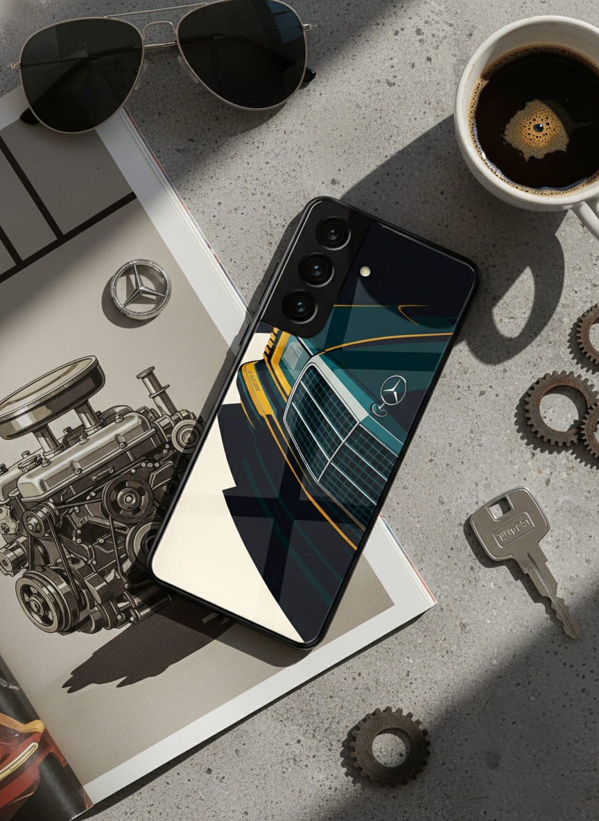 Minimal Car Sketch Premium Glass Back Cover For Galaxy S Series The Case & Co India